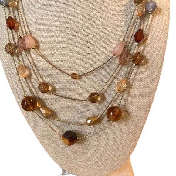 Vintage Four Strand Beaded Necklace and Earrings - Picture 5 of 6